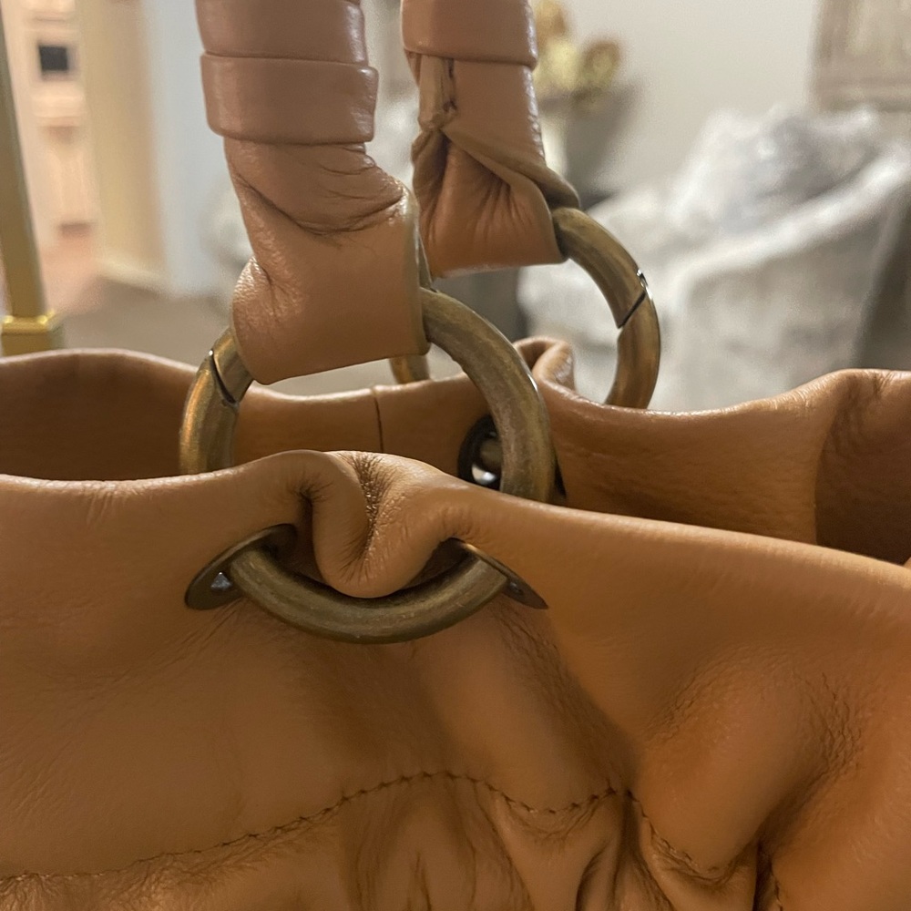 Isabella Fiore Camel Soft Pebbled Leather Hobo Bag - Picture 7 of 15